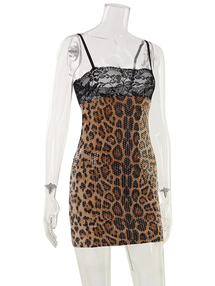 Camisoeles Leopard Sequin Mini Dress