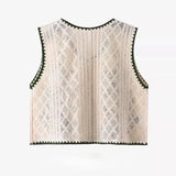 Flower Embroidery Crochet Waistcoat Top Sleeveless Vest