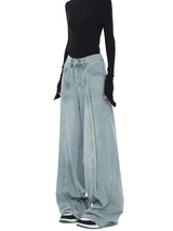 Vintage-Jeans mit hoher Taille in Blau und weitem Bein