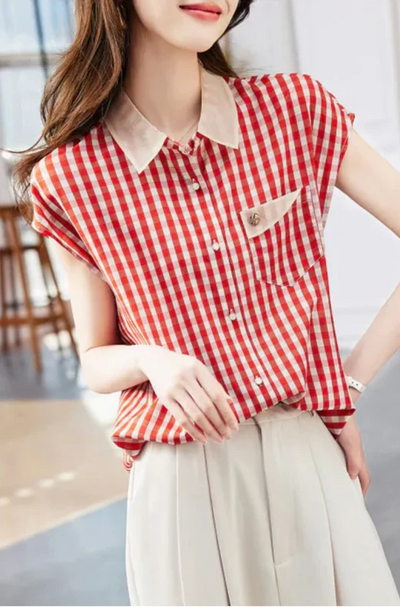 Plaid Button Down Summer Shirt