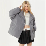 Chaqueta acolchada de plumón para mujer, color gris