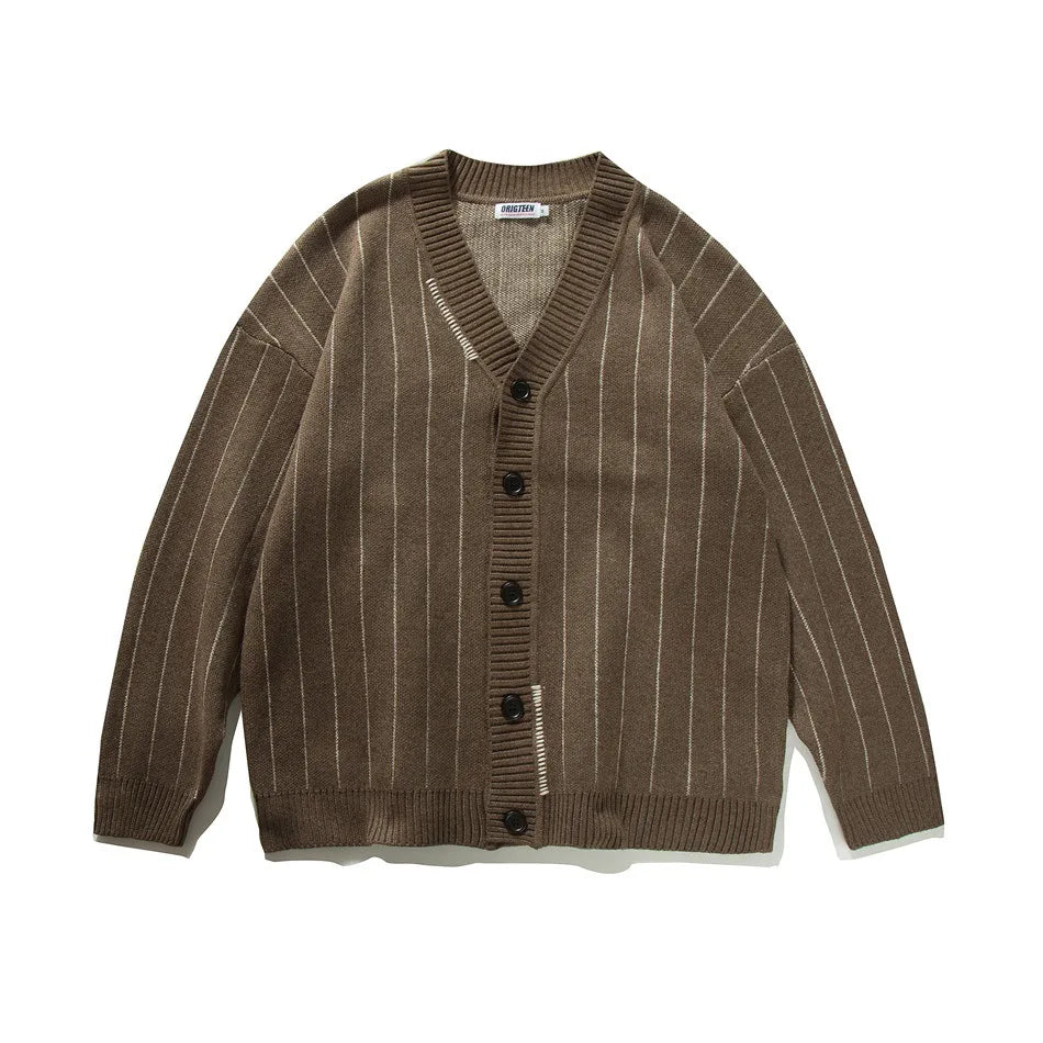 Vintage Loose Knitted Striped Cardigan