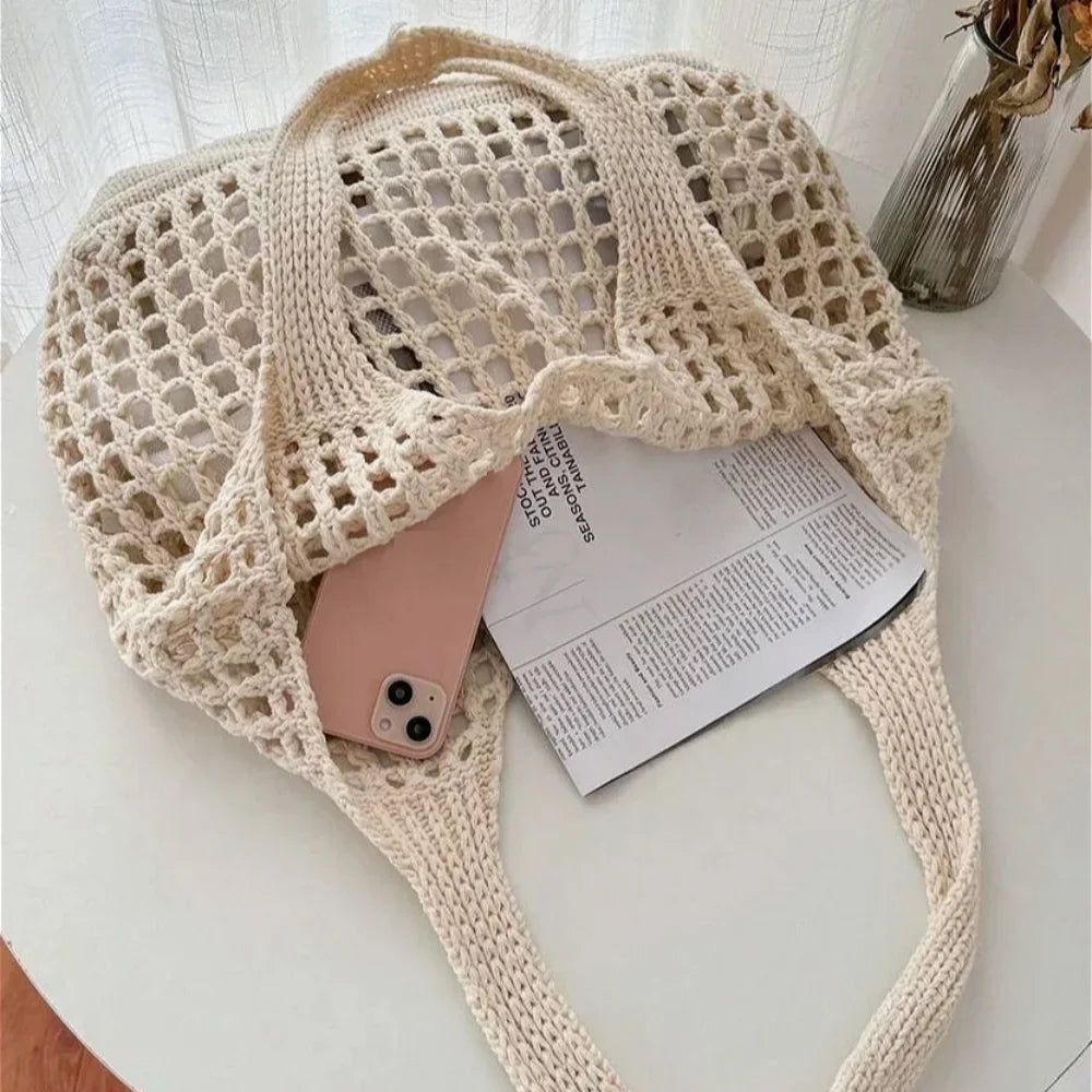 Hollow Out Woven Knitted Shoulder Bag