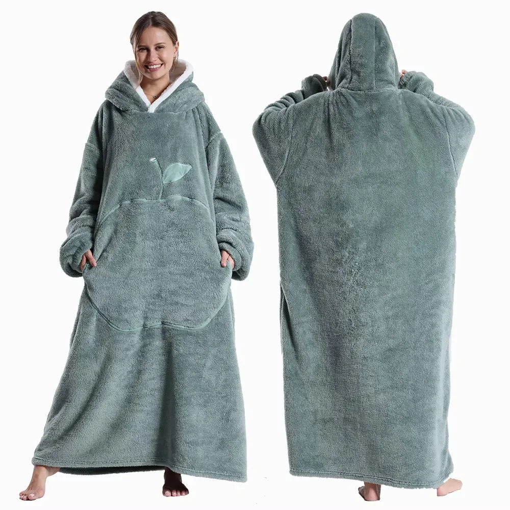 Apple Winter Flannel Hooded Blanket