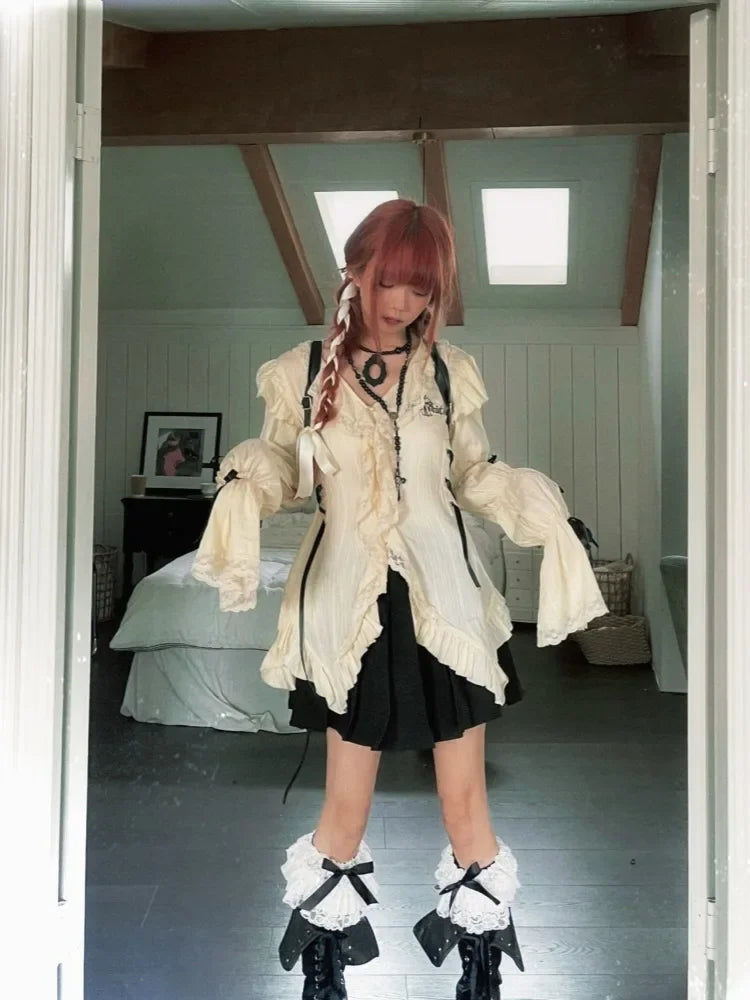 Coquette Aesthetic Irregular Blouse