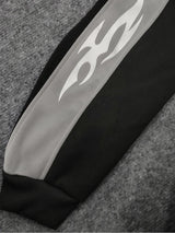 Y2K Striped Color Zip-up Gray Hoodie