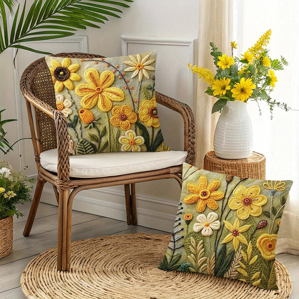 Floral Pattern Yellow Pillowcase