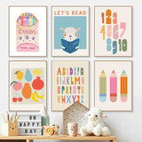 Cute Kids Reading Colorful Posters