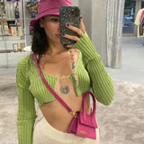 Baddie Knitted Open Front Crop Top