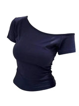 Slim Fit Ribbed Cotton Off-Shoulder Crop Top
