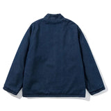Drawstring Warm Wool Denim Coat