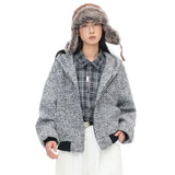 Eleganter grauer Kapuzenpullover mit Reißverschluss