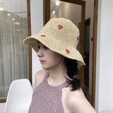 Red Love Crochet Handmade Straw Hat