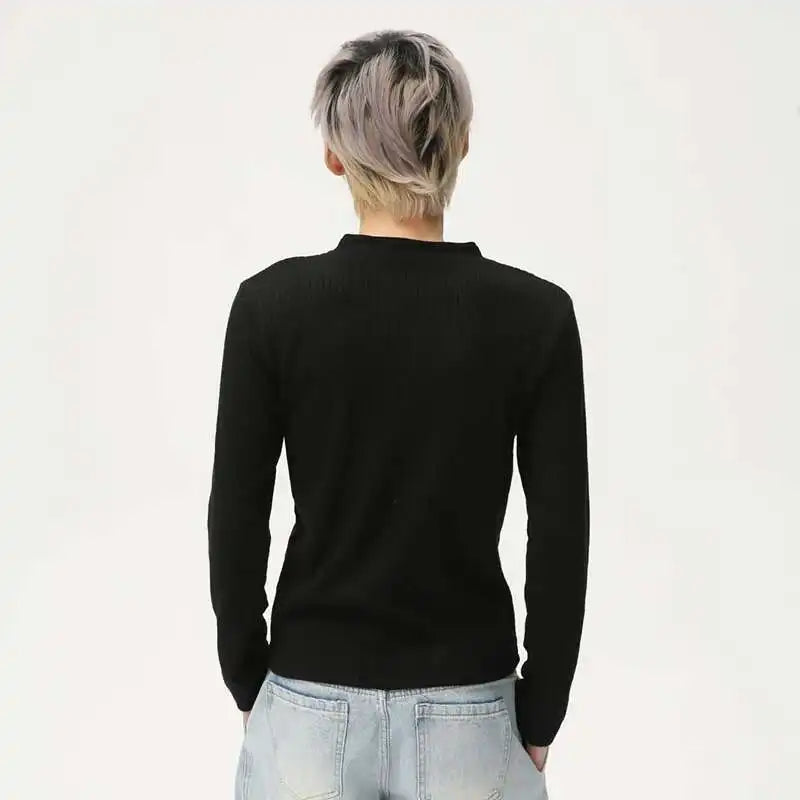 Knitting V-Neck Slim Fit T-Shirt