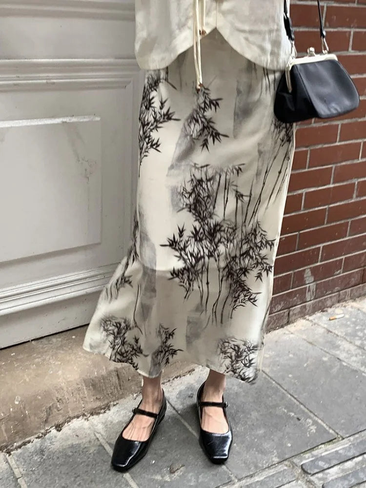 Elegant Vintage Tie Dye High Waist Skirt