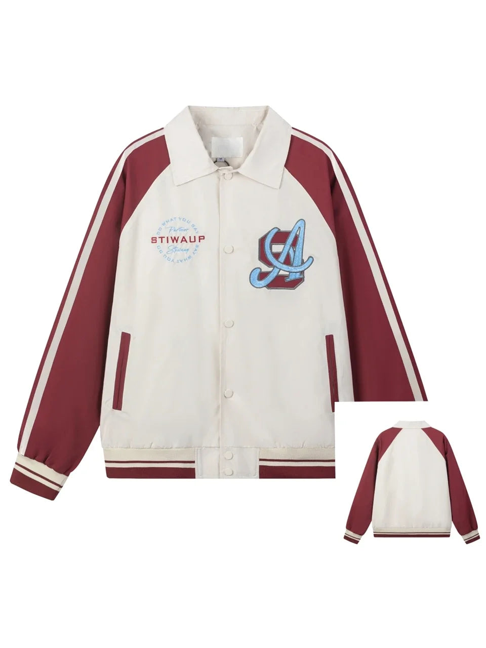 Sports Striped Patchwork Varsity Jacket