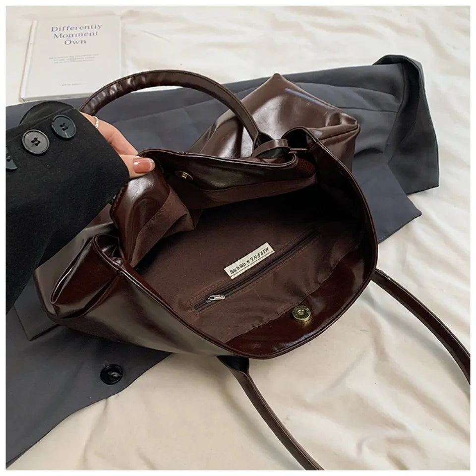 Corporate Girl Shiny Leather Shoulder Bag