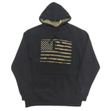 Black Embroidery US Flag Hoodie