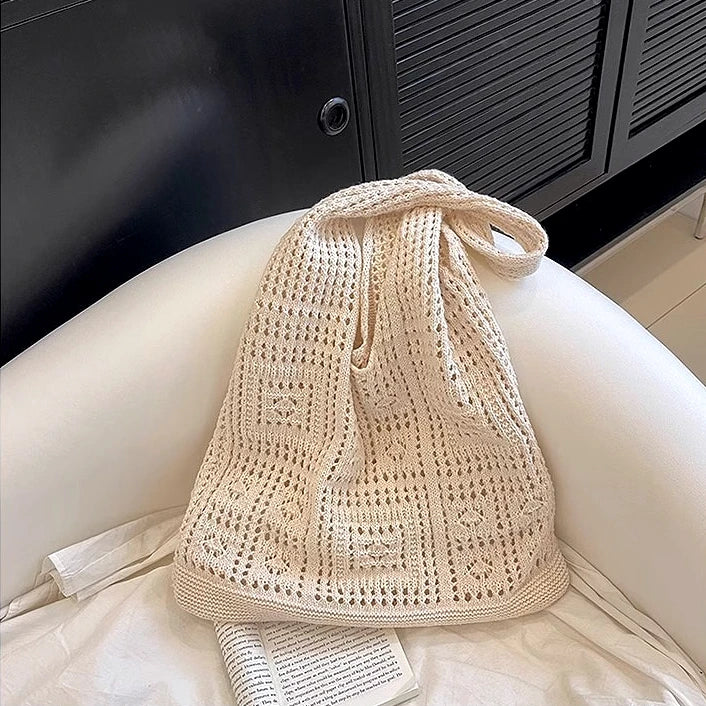 Hollow Out Woven Knitted Shoulder Bag