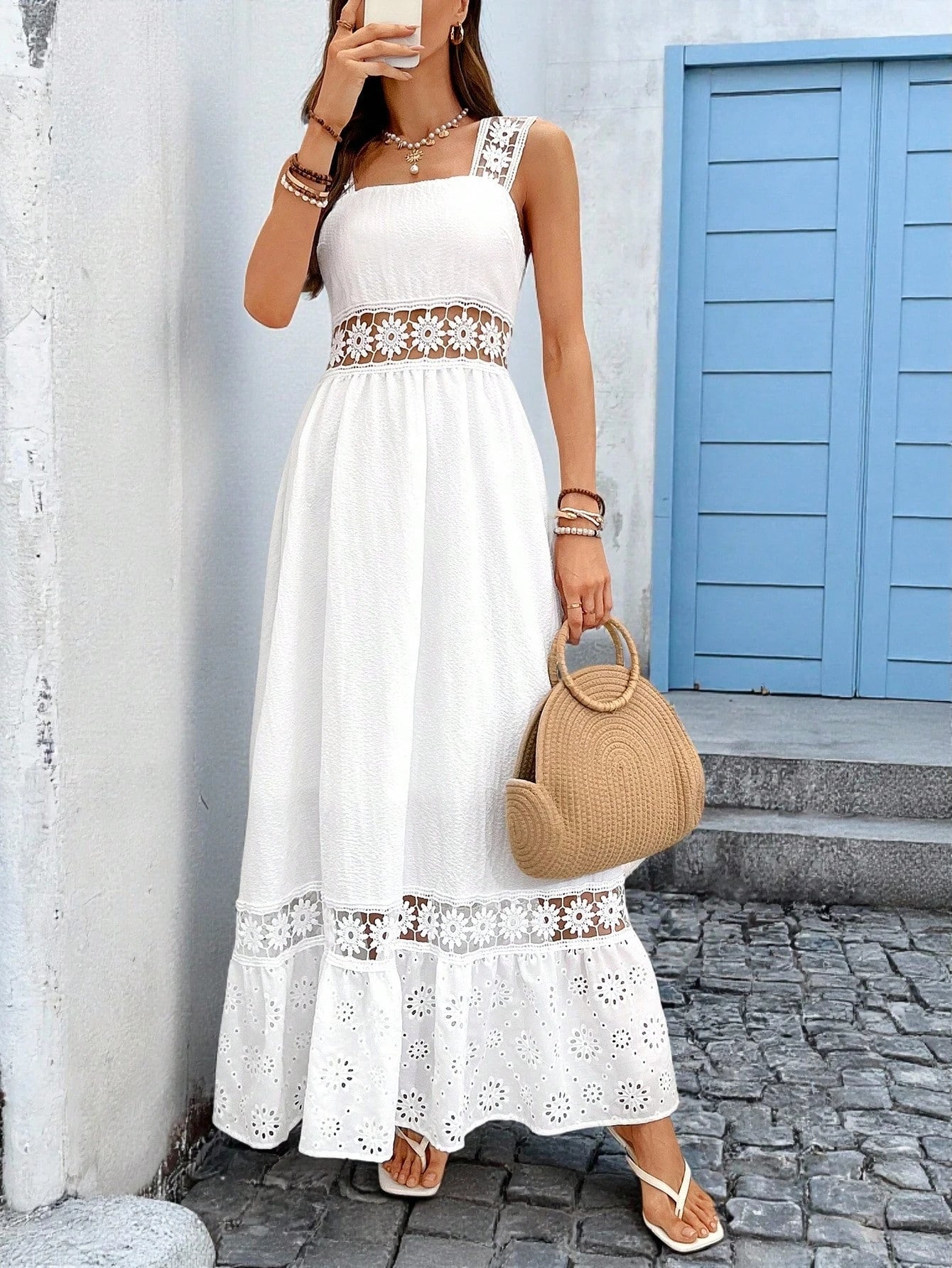 Lace Summer White Boho Maxi Dress