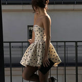 Strapless Coquette Polka Dot Mini Dress