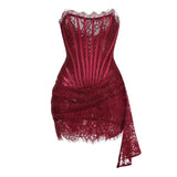 Verführerisches trägerloses Mini-Spitzenkleid