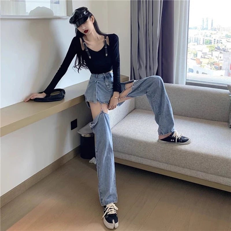 Y2K Detachable Straight Leg Jeans