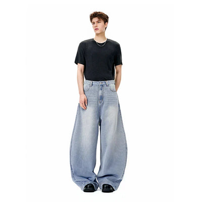 Weite Strick-Curved-Baggy-Jeans