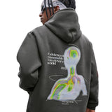 Graue Hip-Hop-Grafik-Hoodies