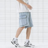 Multi-pocket denim short