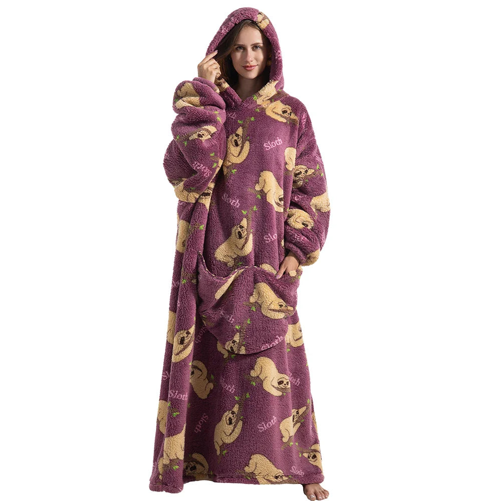 Animal Printed Hooded Blanket