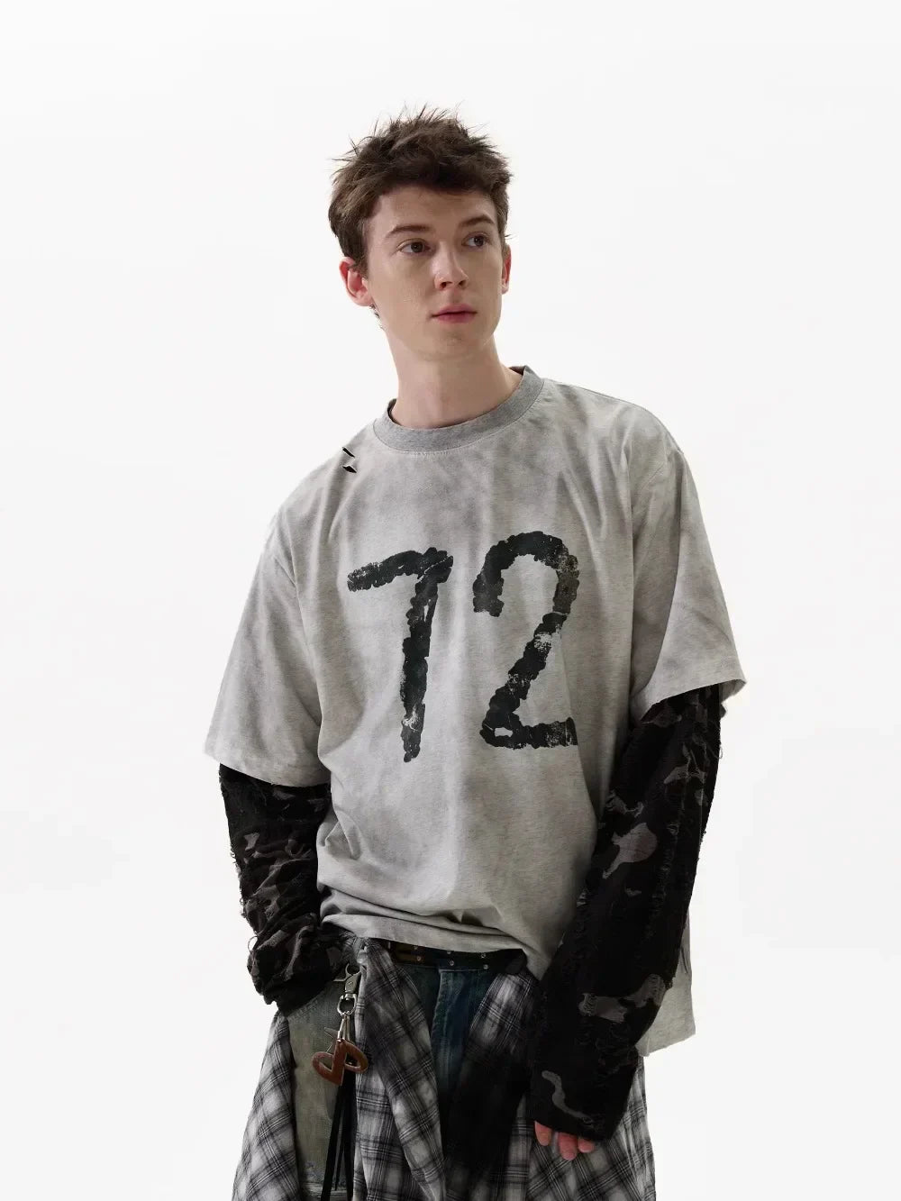 "72" Camouflage Long Sleeve Spliced T-Shirt