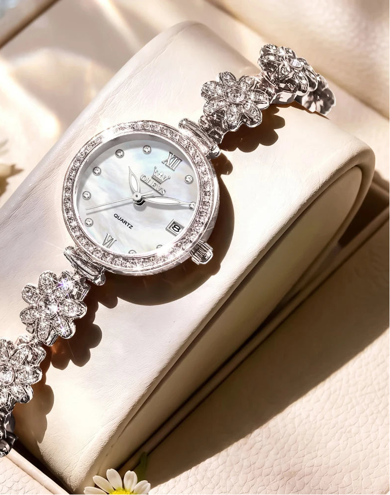 Diamond Rotation Floral Braceet Watch