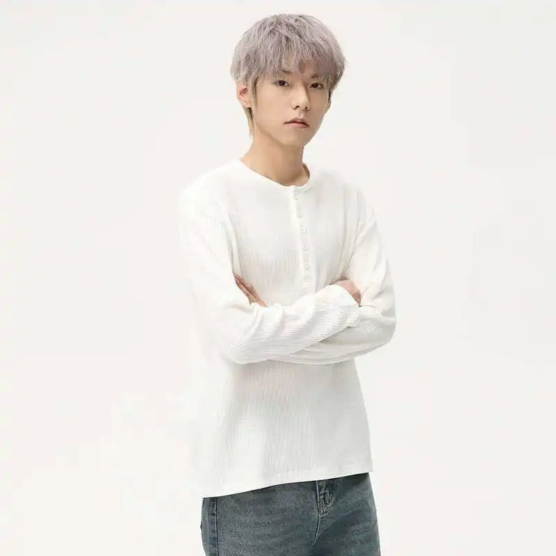 Solid Color Casual Mens Long T-Shirt