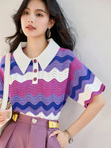 Contrasting Color Retro Summer T-Shirt