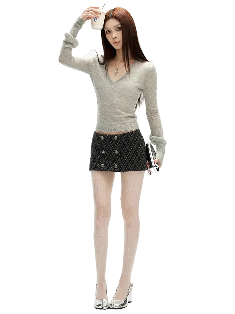 Short Plaid Mini Skirt Low Waist