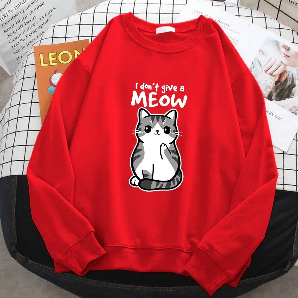I Don't Give A Meow Cat Print Sweatshirt