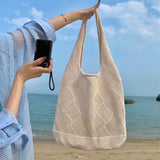 Hollow Out Woven Knitted Shoulder Bag