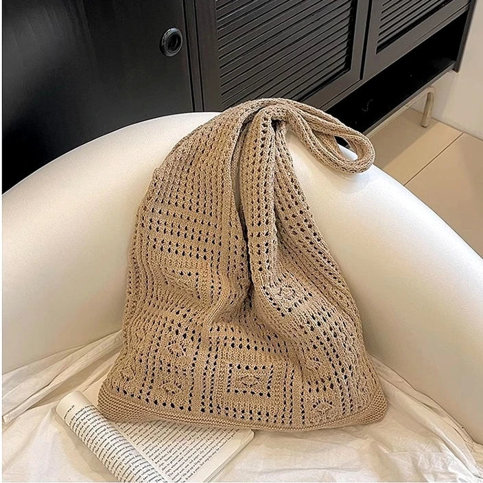 Hollow Out Woven Knitted Shoulder Bag
