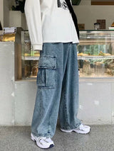 Korean Style Wide Leg Cargo Jeans