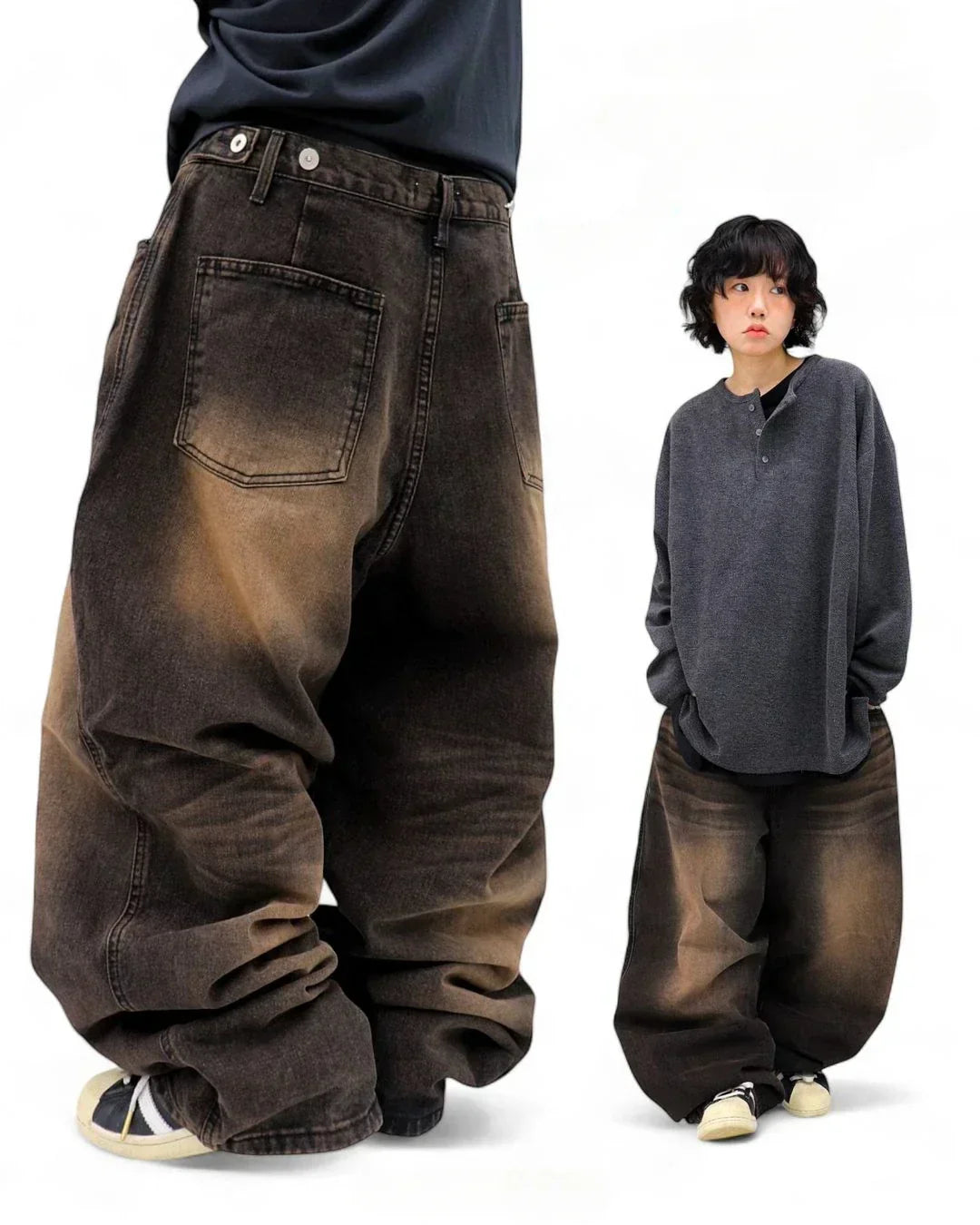 Black Punk Baggy Low Waisted Jeans