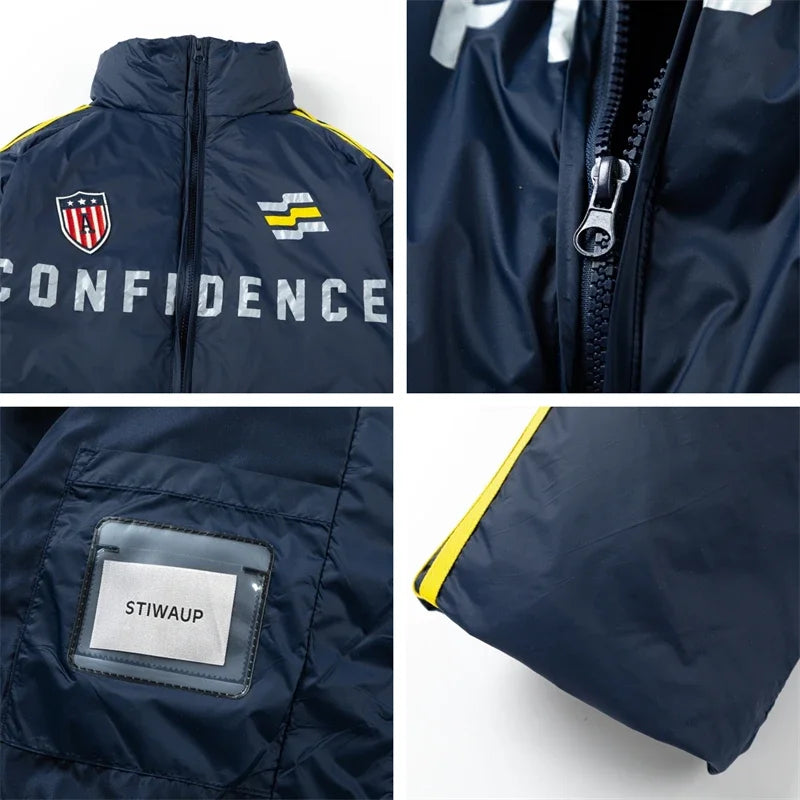 Sports Style Striped Puffer Jacket