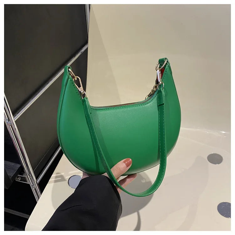 Crescent Moon Chic Leather Handbag
