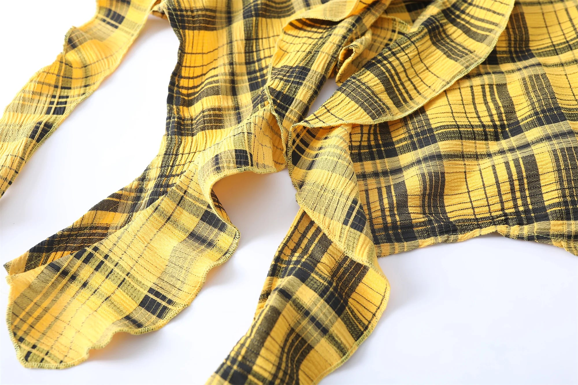 Japanese Y2k Plaid Yellow Tank Top