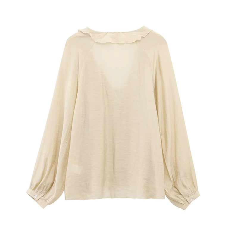 Sexy Semi-Sheer Ruffle Summer Blouse