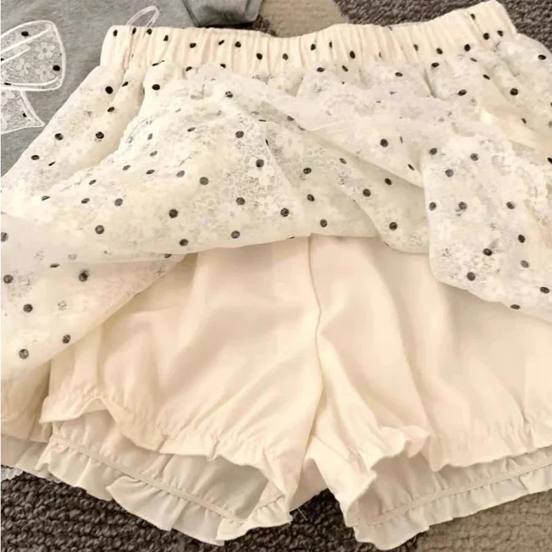 Kawaii Japanese Lace Bow Mini Skirt
