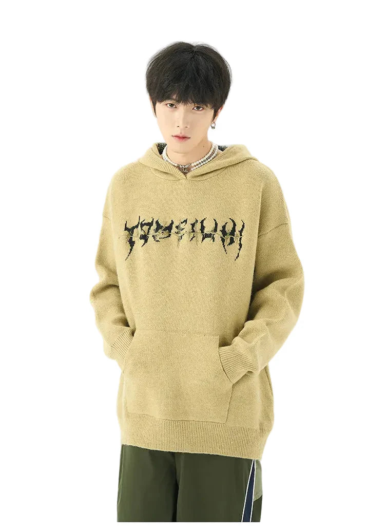 Sudadera con capucha de punto con estampado de ciempiés retro acogedora