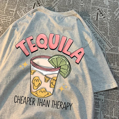 Creative Casual Round Neck Tequila T-Shirt