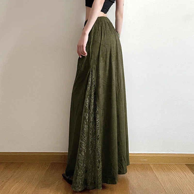 Fairy Core Retro Lace Maxi Skirt