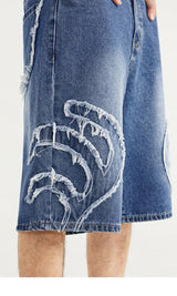 Vintage Patchwork Distressed Denim Cropped Jeans